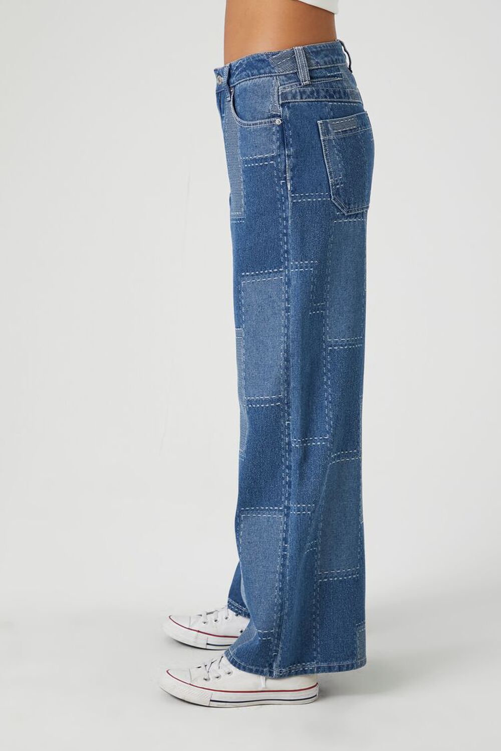 Patchwork Mid-Rise Baggy Jeans